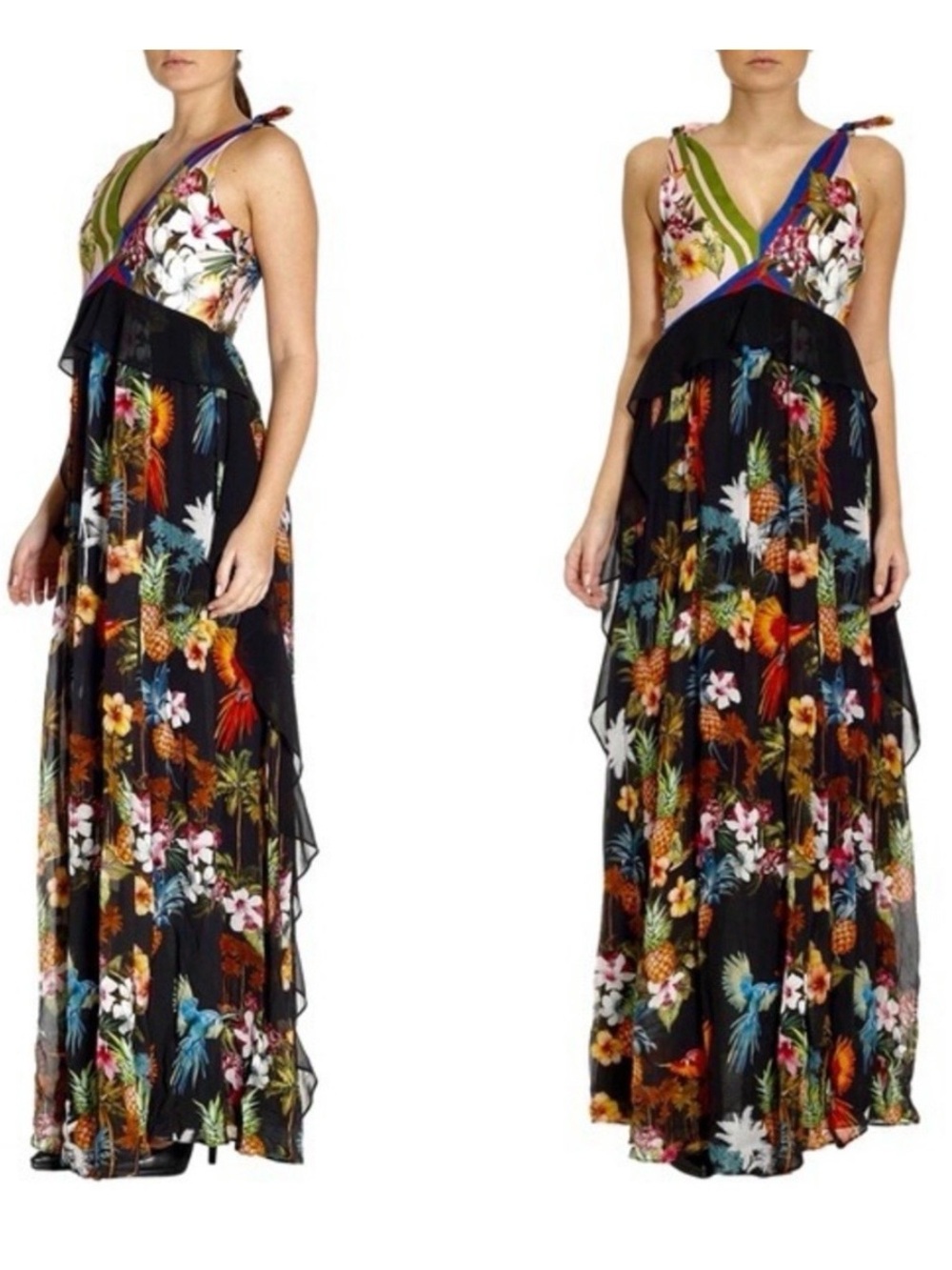 Pinko Torino Tropical Maxi Dress | Italian Designer Resort Boho Luxe US 4